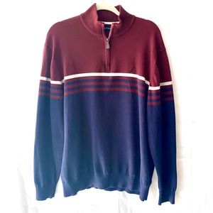 NAUTICA 1/2 Zip Striped Long Sleeve Cotton Sweater